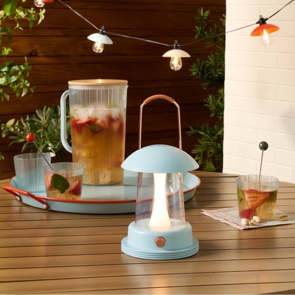 NWT! Hearth & Hand with Magnolia Portable LED Table Lantern Light Blue - Picture 2 of 6